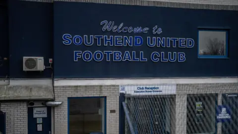 Getty Images A sign saying "Welcome to Southend United Football Club" on the outside of the club's stadium 