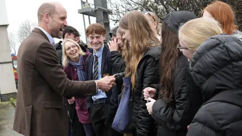 PA Media The Prince of Wales, known as the Duke of Cornwall while in Cornwall, greets members of the public at Helston Community Fire Station as he visits Cornwall for St Piran's Day.