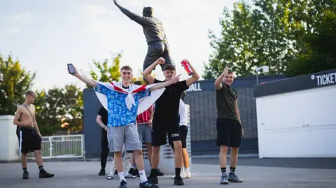 Ashton Gate/Fever Pitch Three boys pose in front of the camera