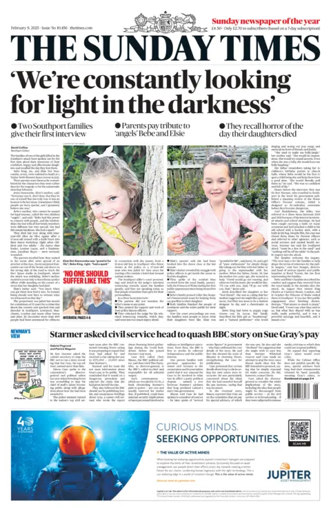 Sunday Times newspaper front page