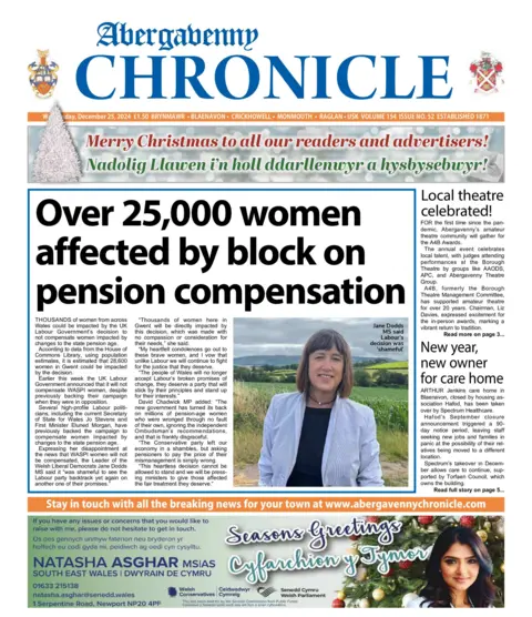 Abergavenny Chronicle Front page of the Abergavenny Chronicle