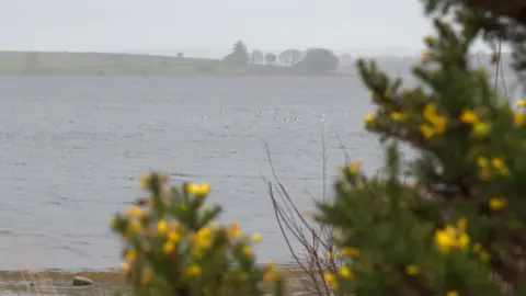 Colliford Reservoir in Cornwall on a cloudy day. 