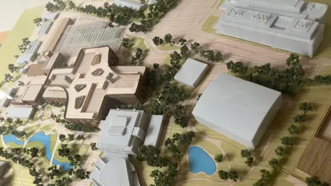 Owen Sennitt/BBC A 3D model made out of wood and other materials which has been painted shows how the changes could look