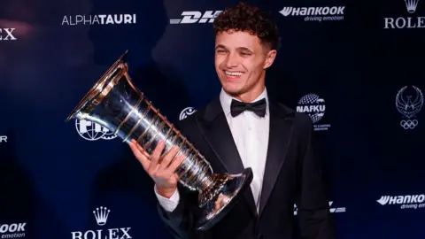 Lando Norris with his Formula One Championship Trophy during the FIA Awards 2025 on December 12, 2025