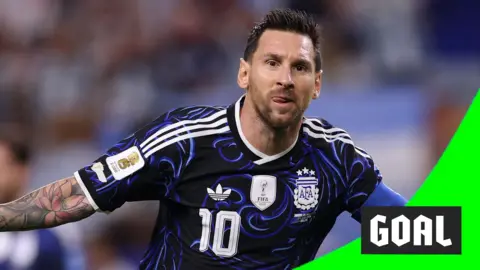 Lionel Messi celebrating his goal 