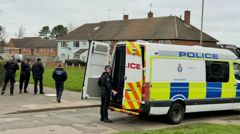 Leicester Media Online Leicestershire police armed officers with a police van at Aylestone Road in Leicester.