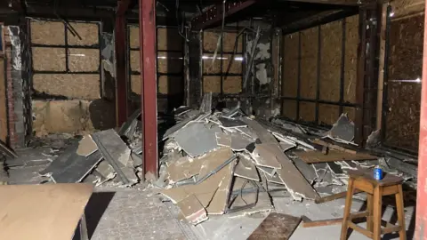 LDRS Damaged interior of a former cinema and nightclub.