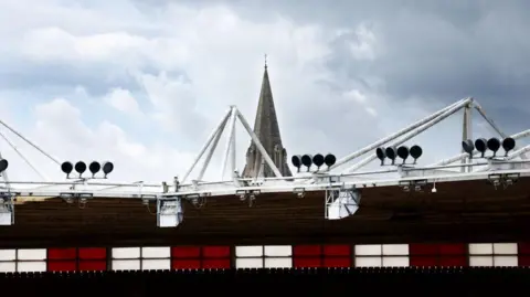 Getty Images A church steeple visible over the top of the stadium