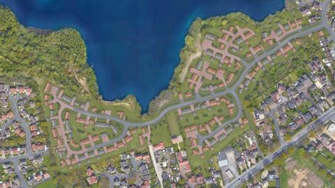 An aerial plan of a proposed housing development for Heron Walk, at Apex Lake, North Hykeham