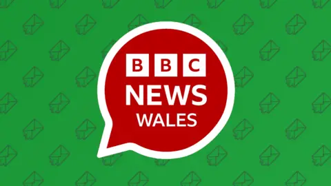 BBC A graphic showing BBC Wales News logo within a speech bubble against a green background with small envelope graphics
