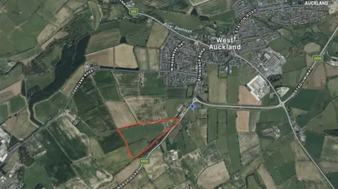 A map showing the location of the proposed holiday park at Acrum Lodge in West Auckland