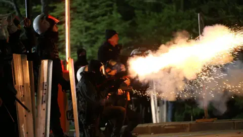 EPA Middle East Technical University (METU) students clash with Turkish riot police as police use tear gas and water cannons to disperse protesters during a protest against the arrest of Istanbul Mayor Ekrem Imamoglu in Ankara, Turkey, 20 March 2025.