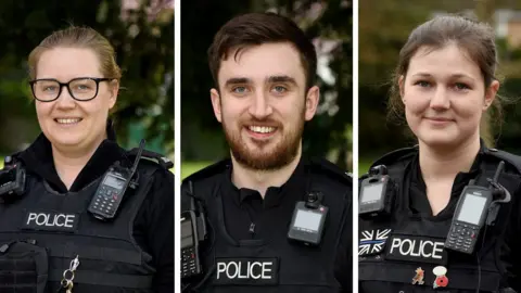 Thames Valley Police Federation PC Rachel Rance, PC Jack Jones and PC Thea Sheppard in uniform