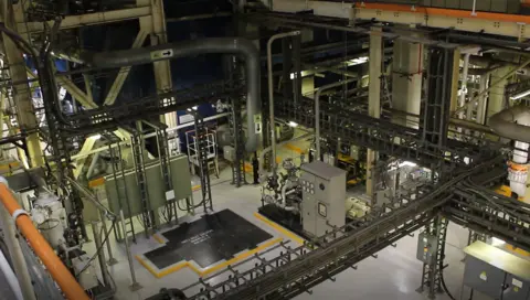 George King/BBC The inside of Sizewell B's turbine hall