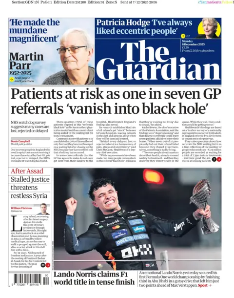 "Patients at risk as one in seven GP referrals 'vanish into black hole'" reads the headline on the front page of the Guardian.