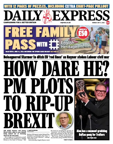 be98ca50-4cb2-11f1-b55d-0f258dce1735.jpg The Papers: Original 'Labour leadership rivals circle' and 'Golden boys' on Baftas red carpet