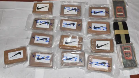 Bedfordshire Police Blocks of Cocaine with Nike tick