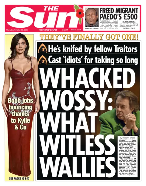"Whacked wossy: what witless wallies" reads the headline on the front page of The Sun.