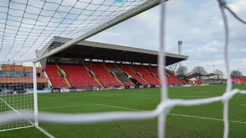 View of one of the stands at the Gateshead International Stadium