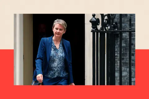 Andy Rain/ EPA /Shutterstock Yvette Cooper at 10 Downing Street 
