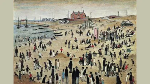 The Estate of LS Lowry/Arts Council Collection Image of LS Lowry’s painting July, the Seaside.