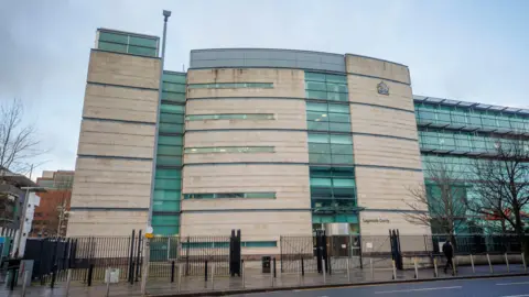 The exterior of the Laganside Courts building in Belfast