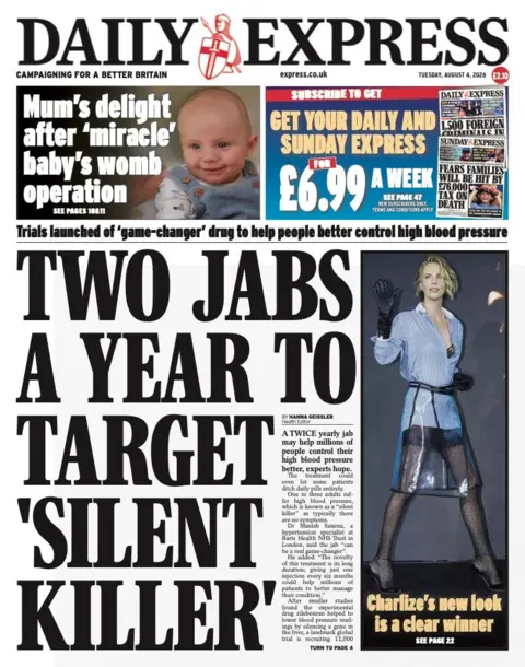 "Two jabs a year to target 'silent killer'," reads the headline on the front page of the Daily Express.