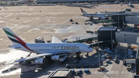 Manchester Airport An Emirates plane at Manchester Airport