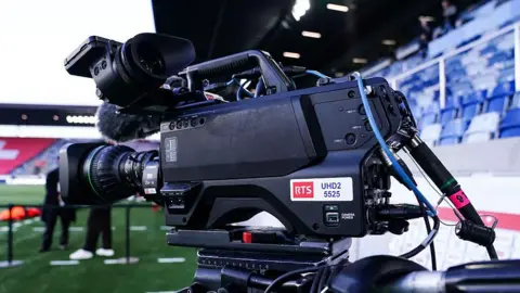 Daniela Porcelli/Getty Images General view of a TV camera from Swiss broadcaster RTS/SRF at a football game in Lausanne