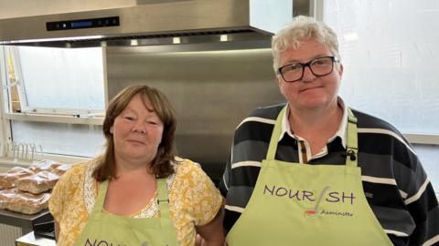 Karen Taylor & Mary Darlow standing in the Nourish Kitchen