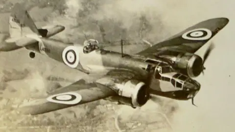 A historic photo of a World War Two Bristol Bolingbroke bomber plane, taken from the personal archive of Sheffield pilot Ernest Lewis Ellis, who died in 1945.
