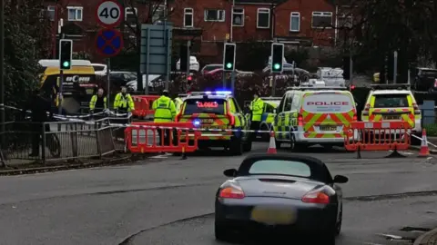 Police cordon on Chalons Way in Ilkeston