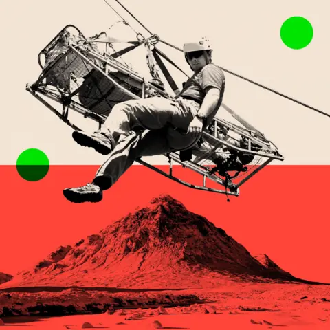 BBC A montage image showing a person from the Langdale Ambleside Mountain Rescue Team bringing a stretcher down and an image from Scotland, Argyll and Bute, Glencoe, Buachaille Etive Mor, frozen mountainous region