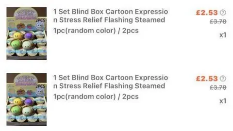 Jodanna Bevan Steamed dumpling toys in a lot featured on an online receipt on the Shein website.
