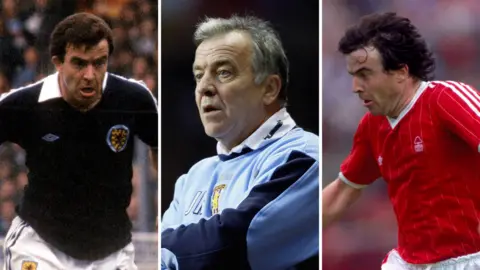 SNS/Getty Images John Robertson with Scotland, Aston Villa and Nottingham Forest