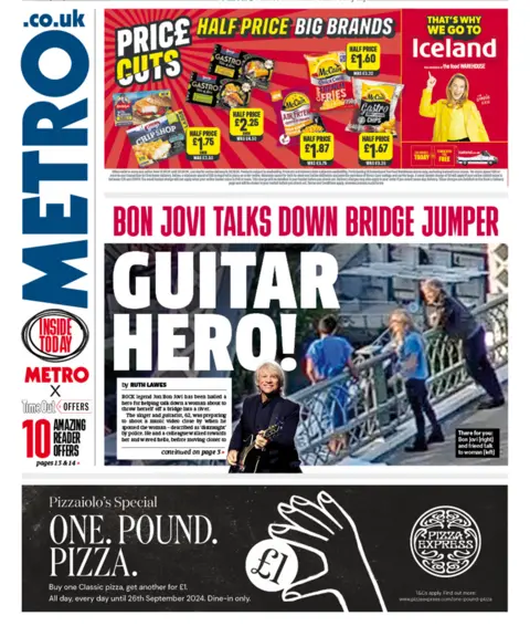 Metro headline reads: Guitar hero!