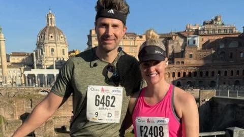 Couple Krissi and Sam Nesbitt ahead of the Rome Marathon