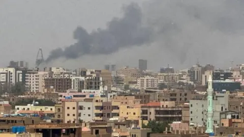 Plumes of smoke rise above Khartoum during clashes between the paramilitary Rapid Support Forces and the army 