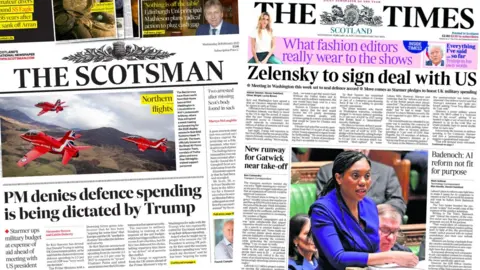 COMPOSITE OF SCOTSMAN AND TIMES FRONT PAGES