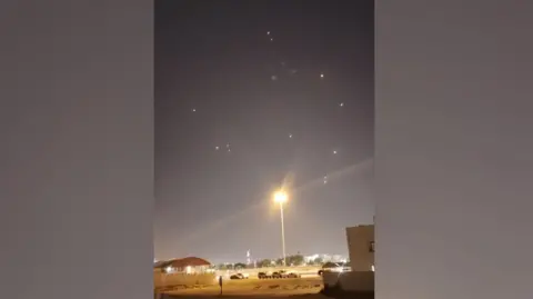 Lights in the sky above Doha