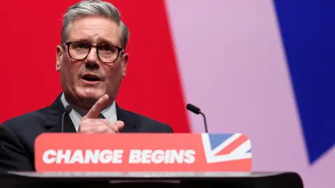 Reuters British Prime Minister Keir Starmer delivers his keynote speech at Britain's Labour Party's annual conference in Liverpool