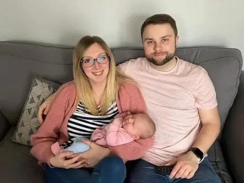 BBC Lucie Trew and Chris Frost with their daughter Elodie