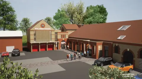 Swann Ltd Artists impression of new building with expansion and people