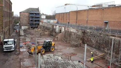 Cumberland Council Demolition teams at work on the site in 2020, which was formerly home to the Central Plaza hotel
