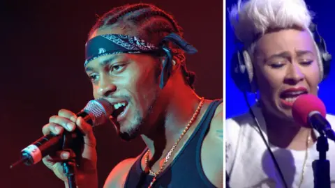 Splitscreen: File images of D'Angelo singing and Emeli Sande singing