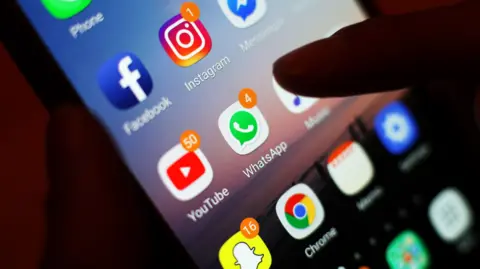 Social media apps, displayed on a mobile phone screen.