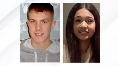 Families of Joe Abbess & Sunnah Khan Two cropped headshots of a man and a girl side-by-side. They are both smiling. The boy has ginger hair and the girl has brown hair.