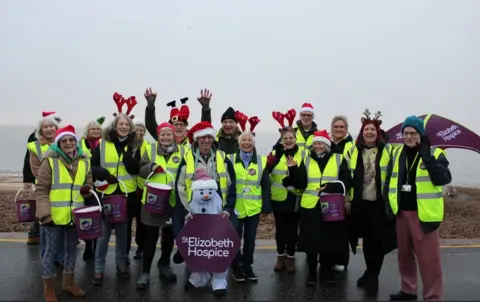 St Elizabeth Hospice Volunteers gathered on Felixstowe seafront