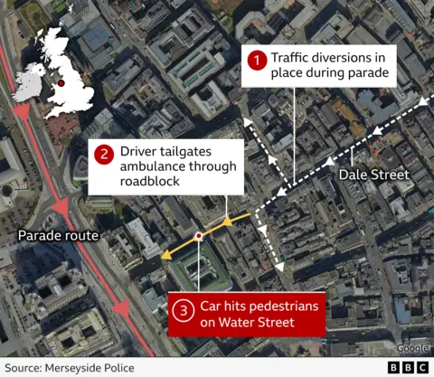 Aerial graphic map of Liverpool incident