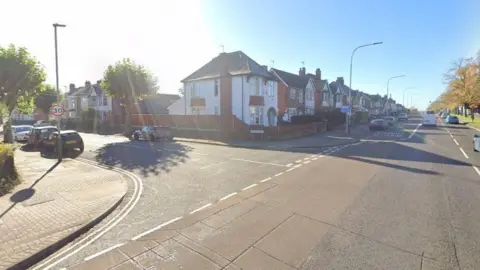Street view of Narborough Road near to the junction with Somerville Road in Leicester